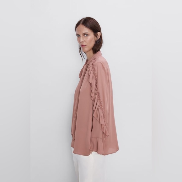 ZARA Ruffled Flowy Blouse - Picture 2 of 8